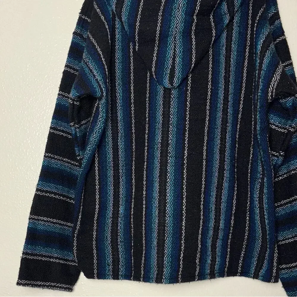 DELMEX Baja Hoodie Sweater unisex medium black/blue relaxed fit hippie